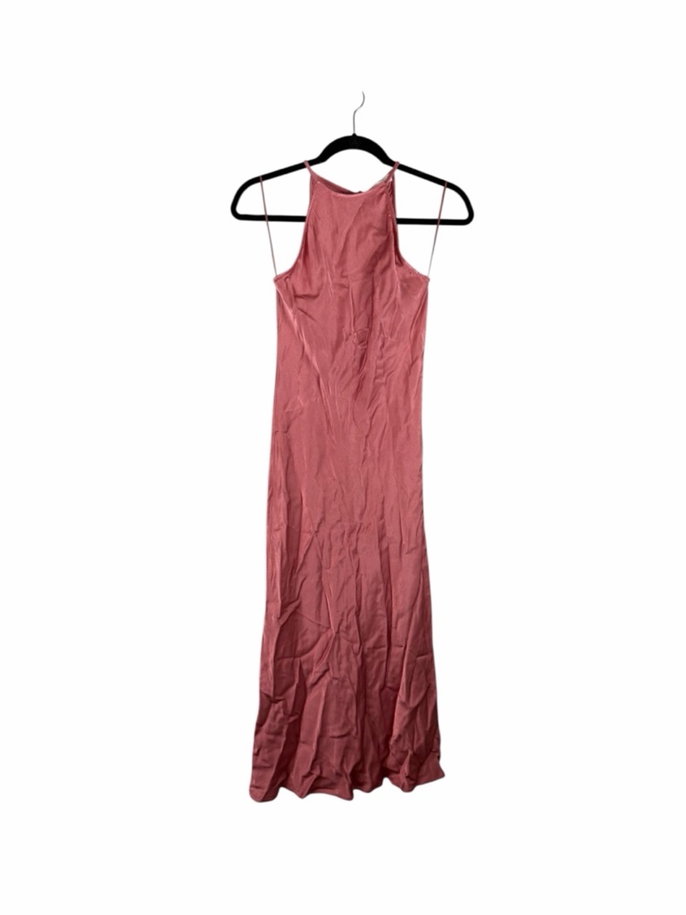 Socialite Dusty Rose Satin Halter Maxi Dress Size Small